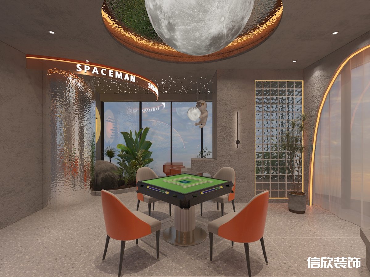 深圳福田華強(qiáng)棋牌室球墻面玻璃磚裝修設(shè)計(jì)