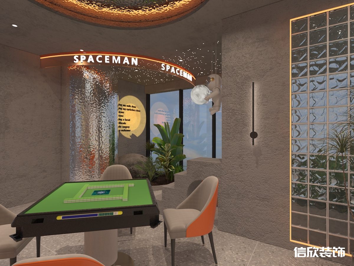 深圳福田華強(qiáng)棋牌室球墻面弧形裝修設(shè)計(jì)