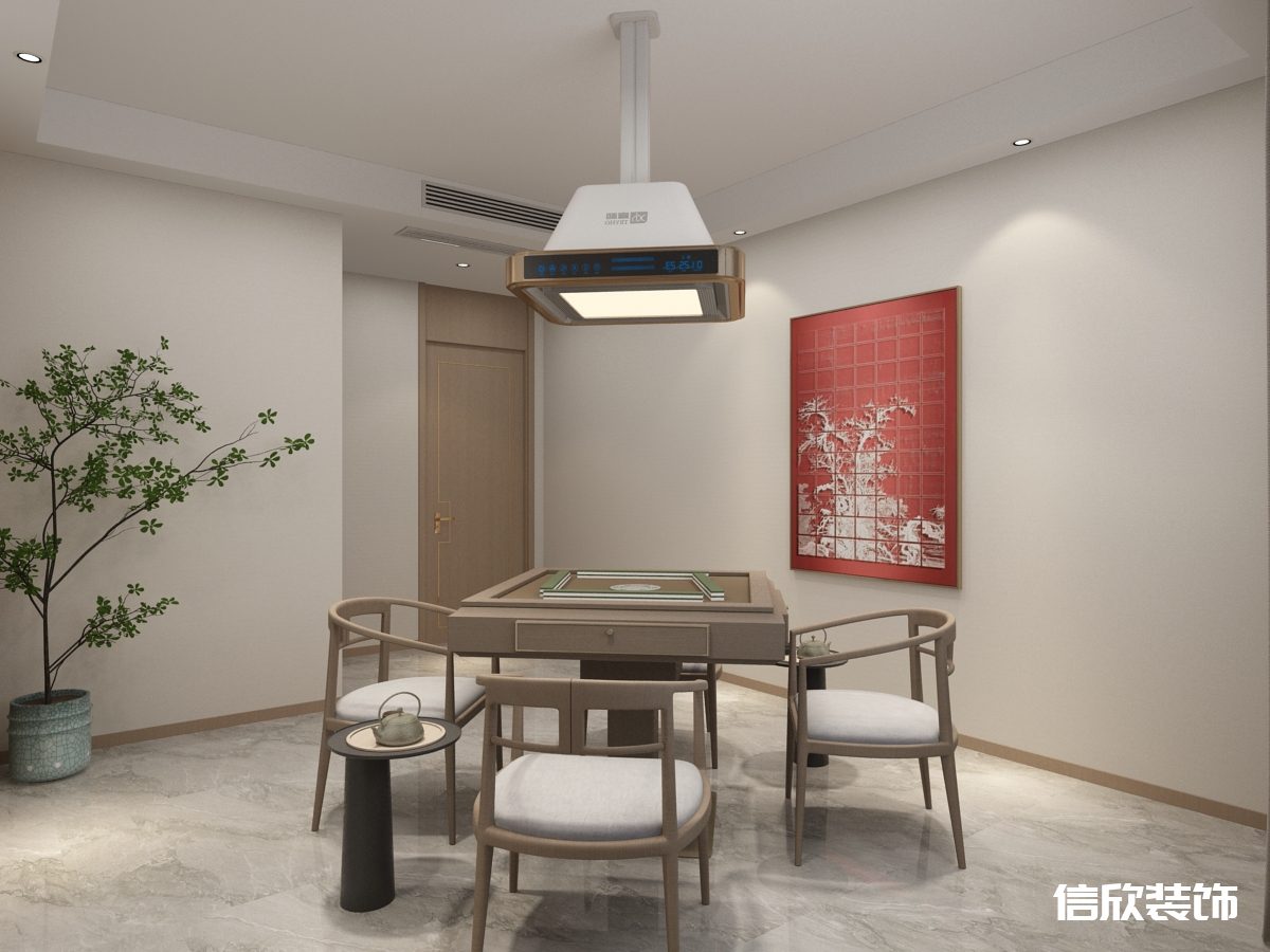 深圳福田景田棋牌室紅色掛畫裝修設(shè)計