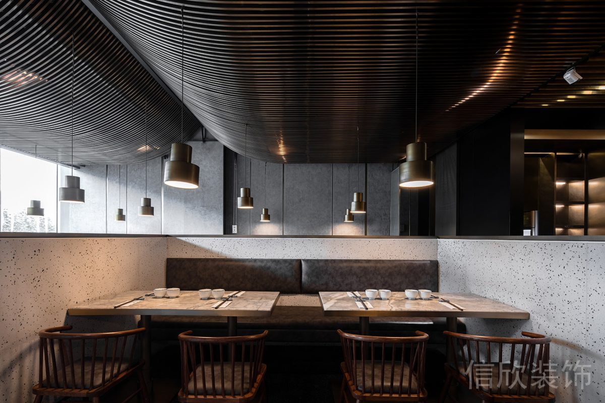 深圳福田香蜜湖面館8人位餐桌裝修設(shè)計