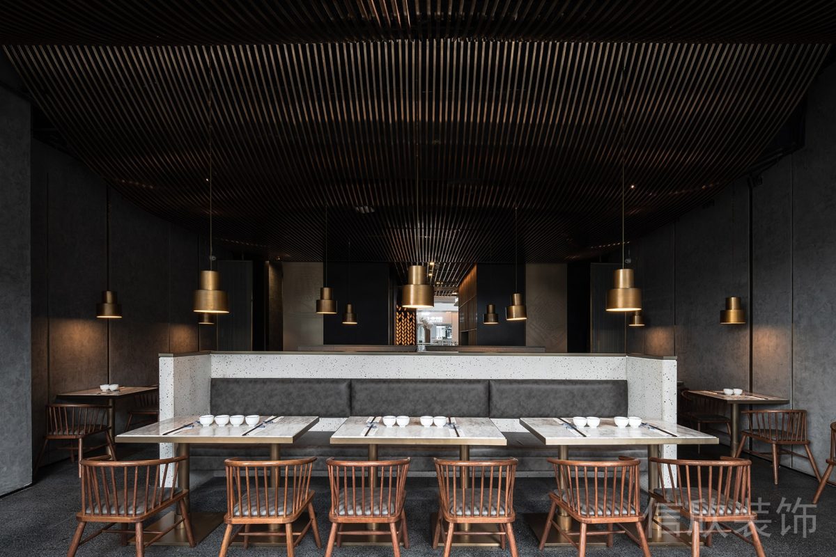 深圳福田香蜜湖面館12人組合餐桌裝修設(shè)計