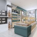 深圳福田下沙面包店藍色墻面藍色展柜裝修設(shè)計