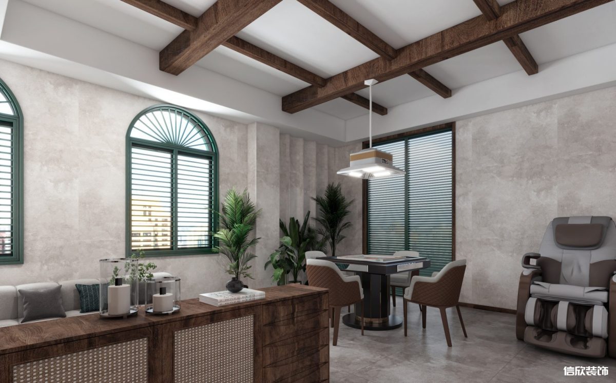 深圳龍崗布吉田園風(fēng)棋牌室矮柜裝修