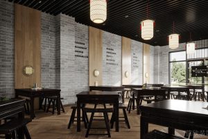 深圳羅湖布心面館墻面青磚片裝修設(shè)計