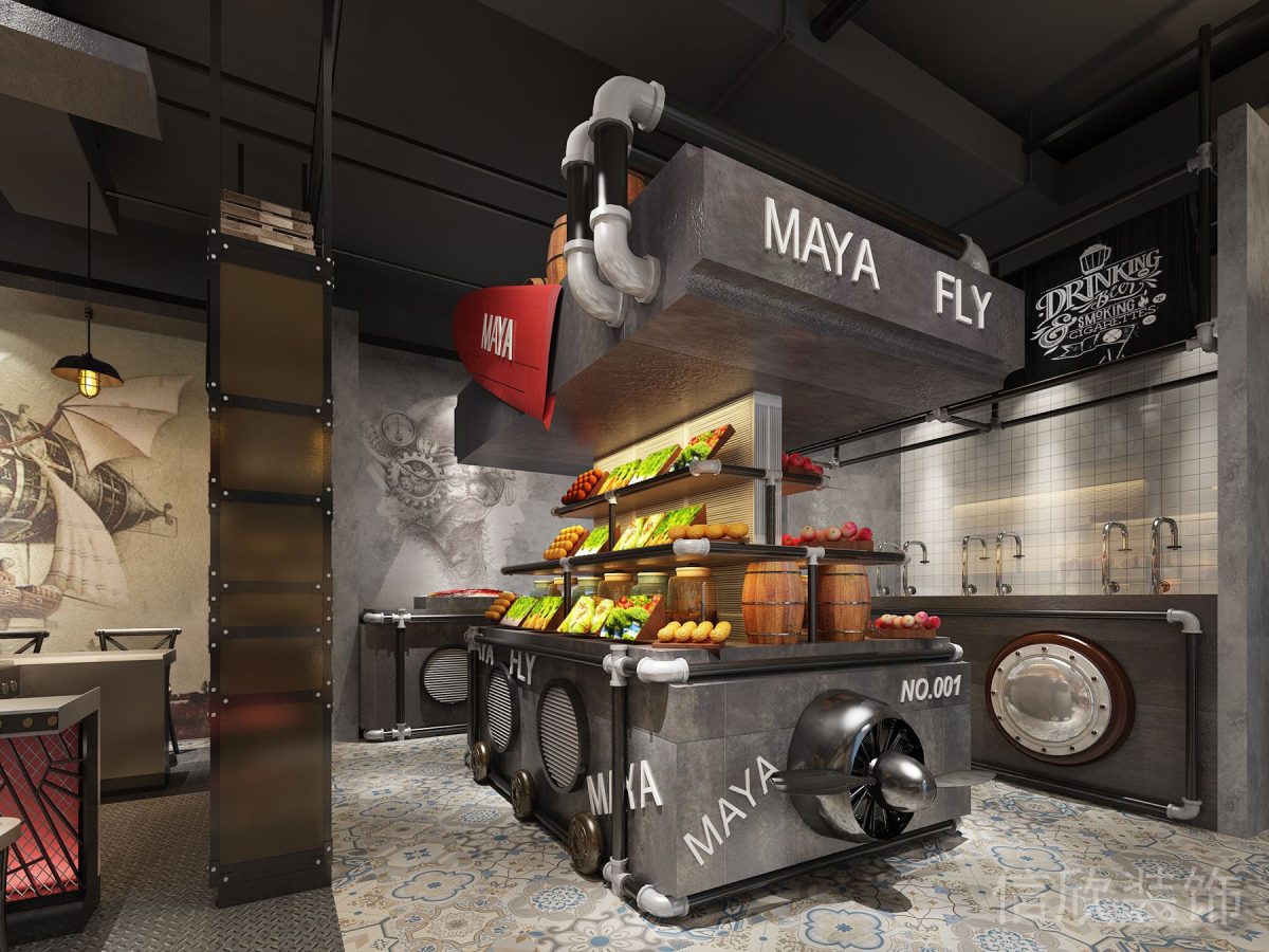 深圳羅湖東門鐵板燒快餐店菜品飾品展示臺(tái)裝修設(shè)計(jì)