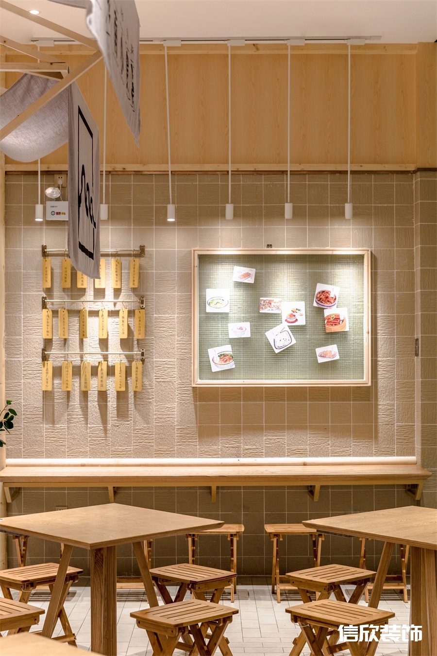 深圳羅湖筍崗牛腩飯快餐店靠墻餐桌裝修設(shè)計(jì)