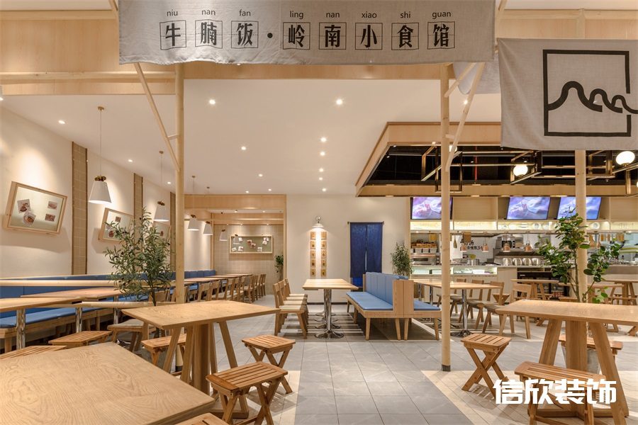 深圳羅湖筍崗牛腩飯快餐店四人桌裝修設(shè)計(jì)