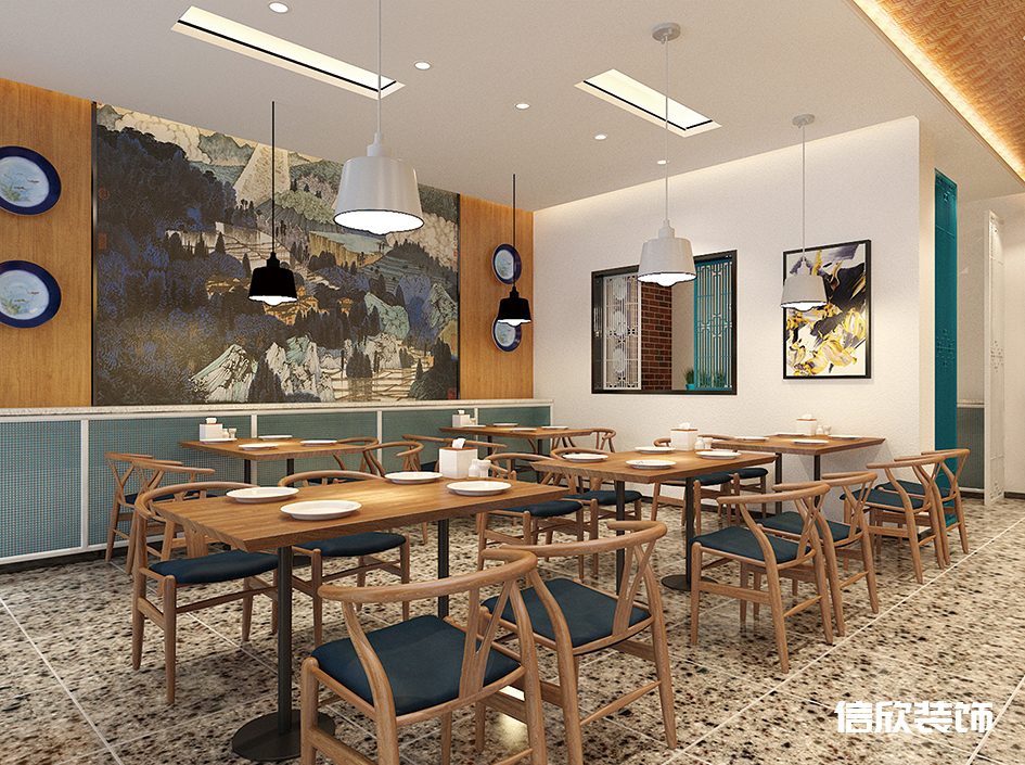 深圳南山區(qū)大學(xué)城快餐廳墻面主題畫裝修設(shè)計