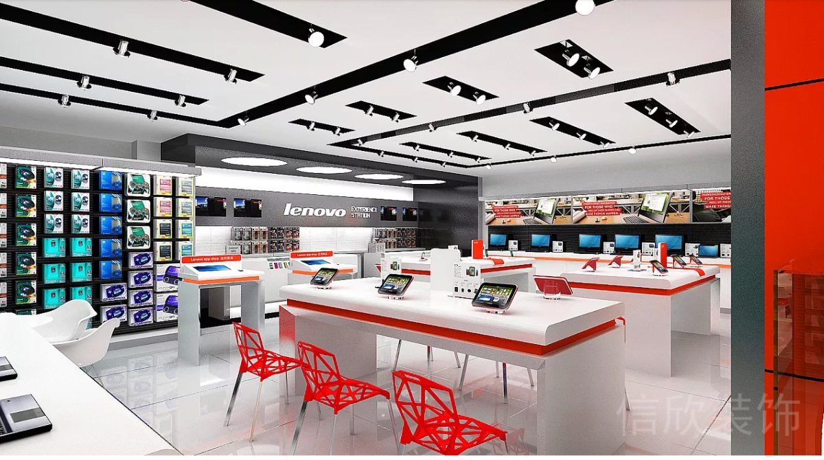 聯(lián)想福田新洲手機店中島展臺裝修