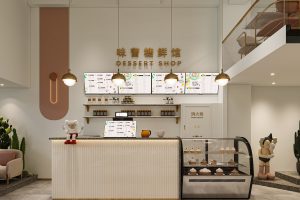 深圳寶安西鄉(xiāng)蛋糕店白色服務吧臺裝修圖