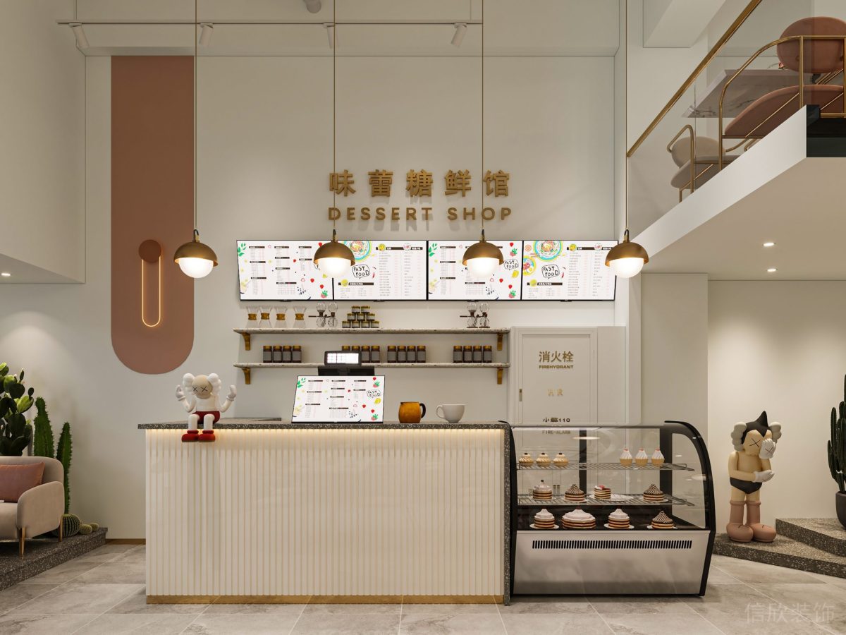 深圳寶安西鄉(xiāng)蛋糕店白色服務(wù)吧臺(tái)裝修圖