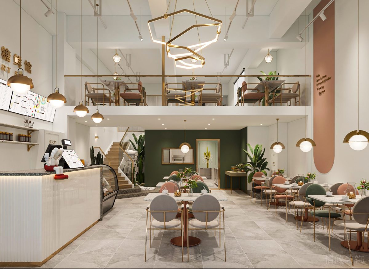 深圳寶安西鄉(xiāng)蛋糕店一樓白色大廳裝修