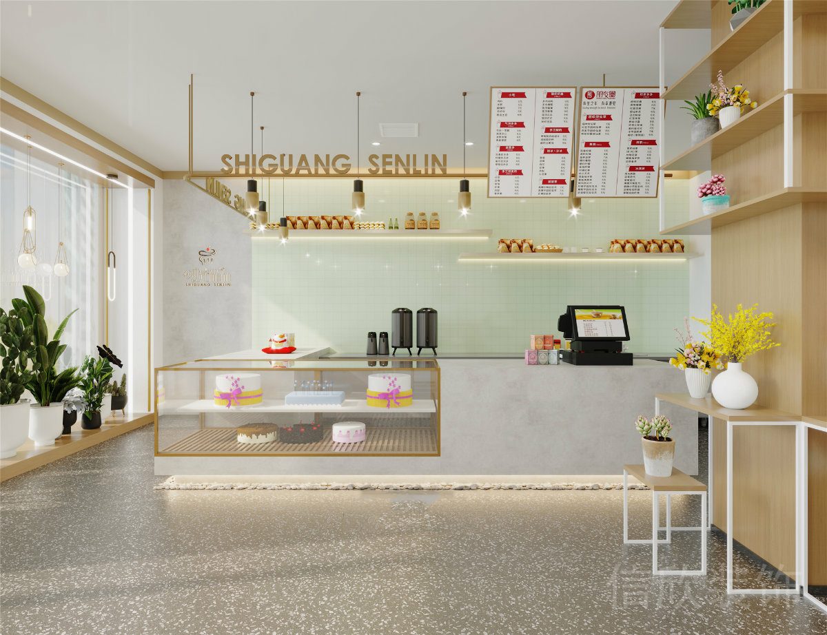 深圳羅湖東門蛋糕店白色服務(wù)吧臺裝修