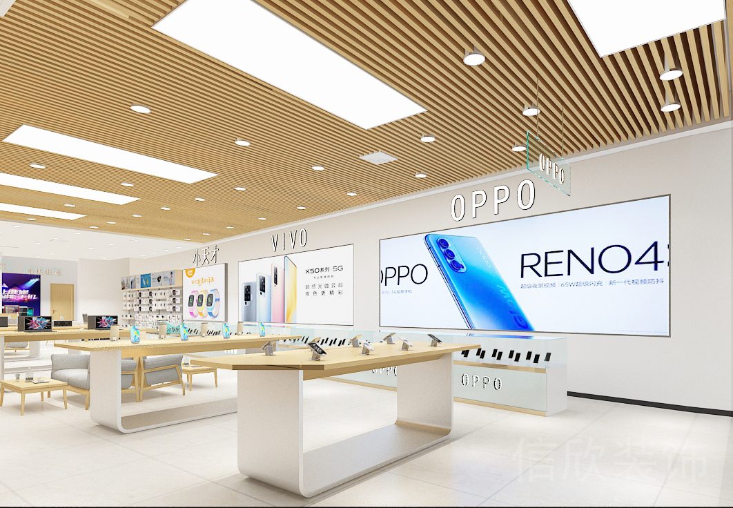 深圳南山前海萬象城手機數(shù)碼店格柵天花吊頂裝修圖