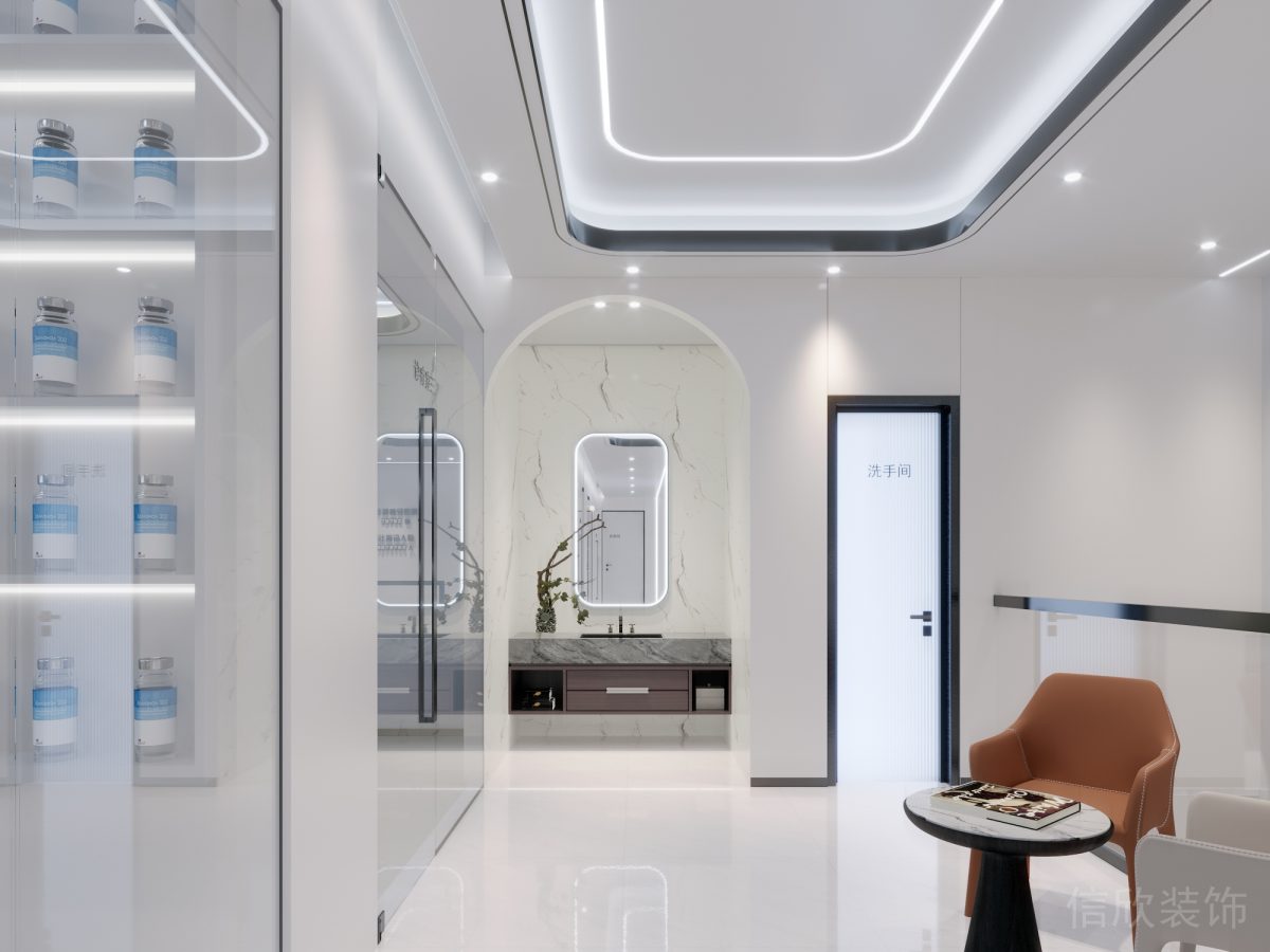 深圳羅湖寶能大廈星洋口腔牙科診所洗手區(qū)拱形門(mén)洞裝修