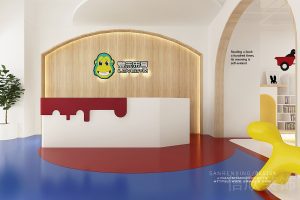 眾冠大廈愛樂樂享木質培訓機構裝修前臺區(qū)燈飾效果圖