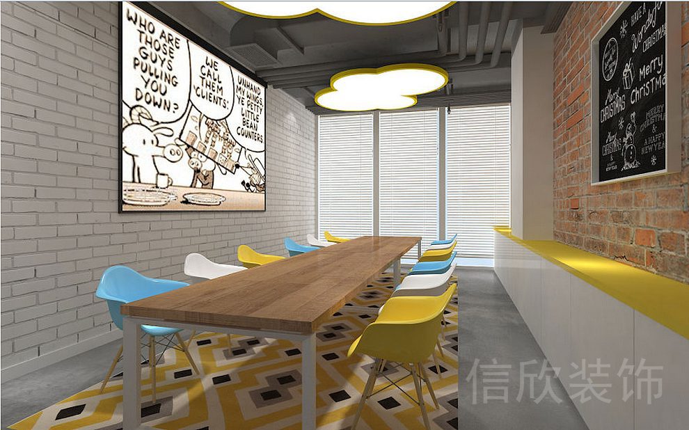 深圳市龍華區(qū)新龍大廈伯爾德國(guó)際英語(yǔ)沙龍中心培訓(xùn)機(jī)構(gòu)復(fù)古英倫風(fēng)黃白藍(lán)撞色漫畫(huà)趣味教室