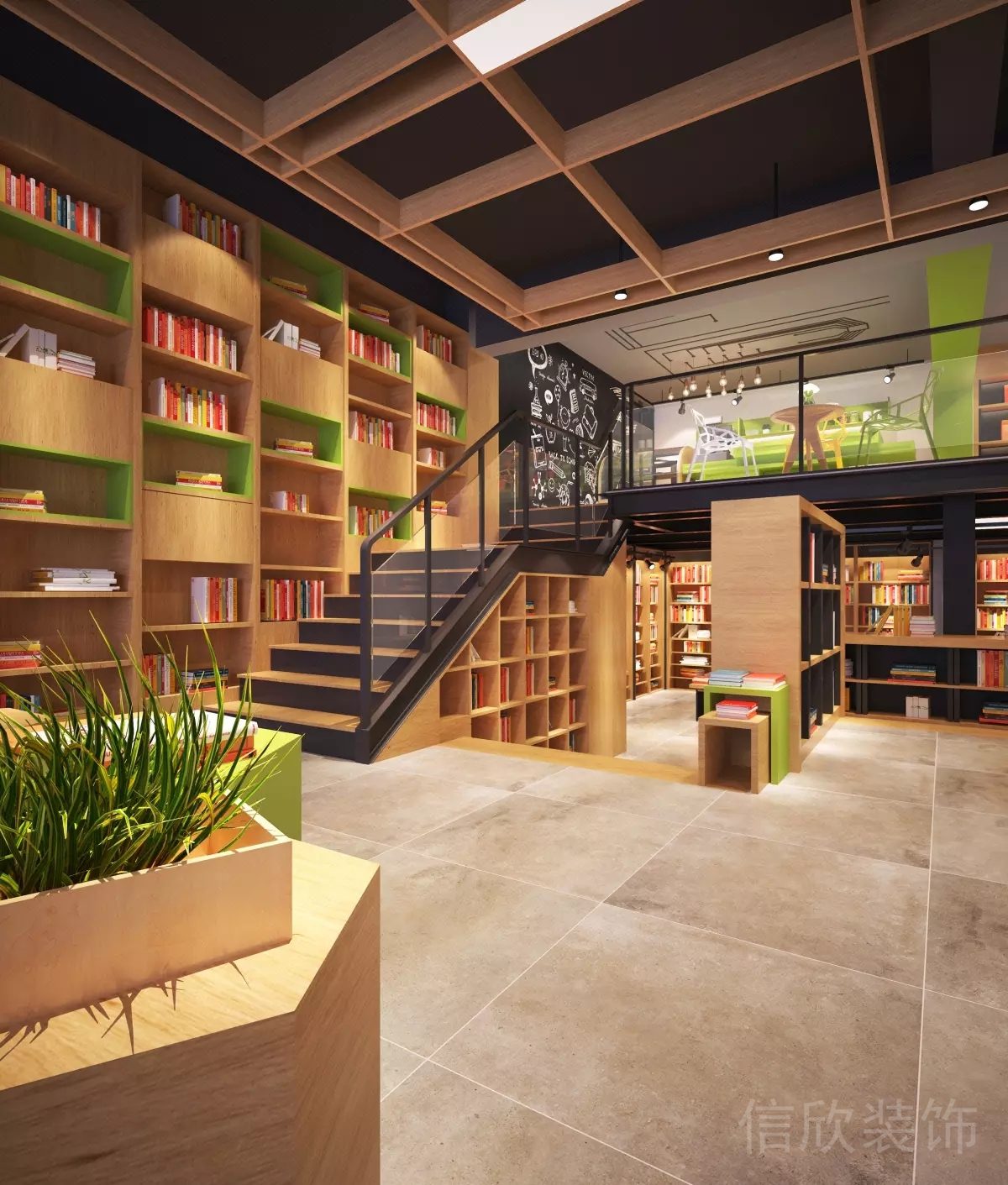 龍崗坂田天安云谷商業(yè)森林元素裝修設(shè)計(jì)自助閱讀區(qū)域