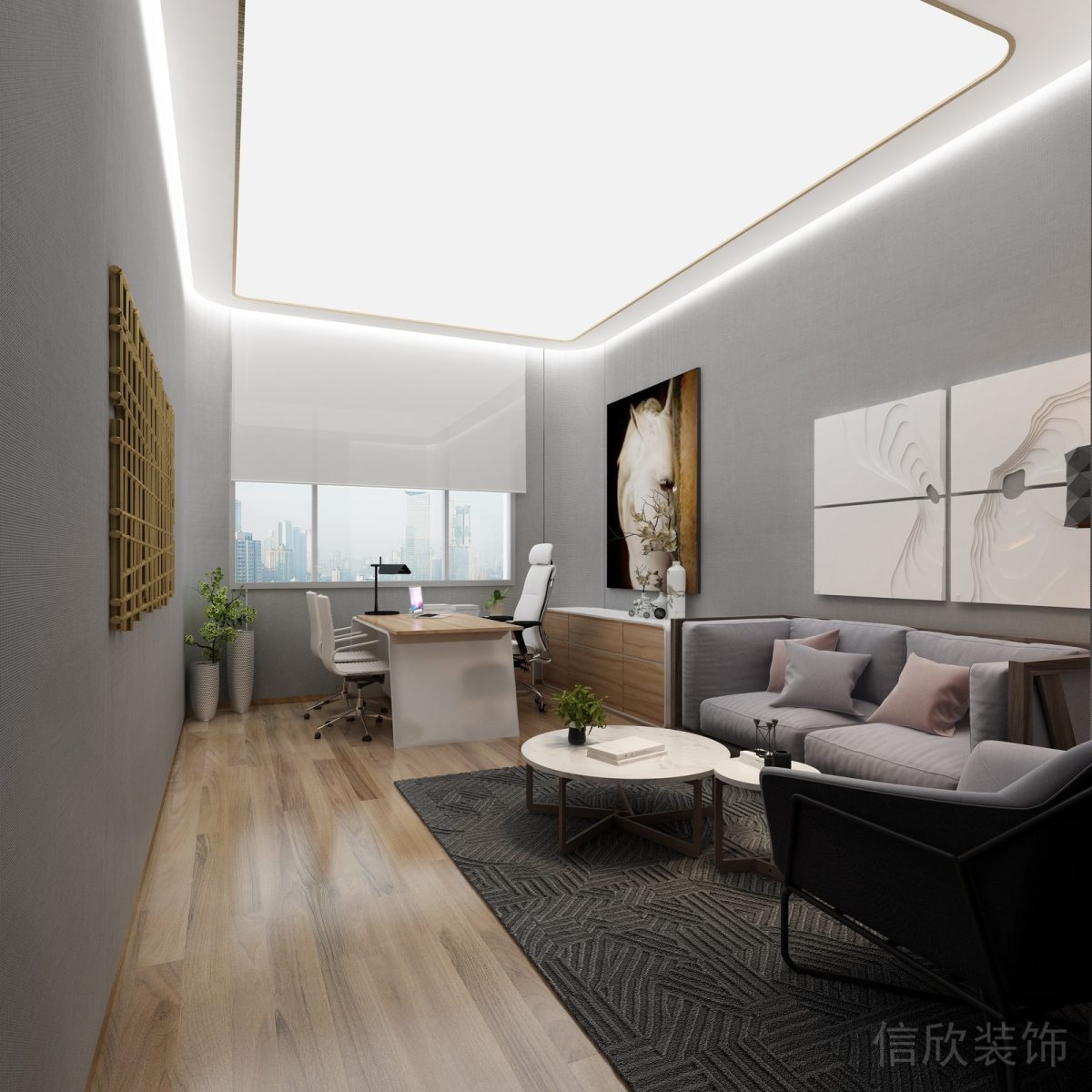 編制灰黑地毯診所領(lǐng)導(dǎo)辦公區(qū)域