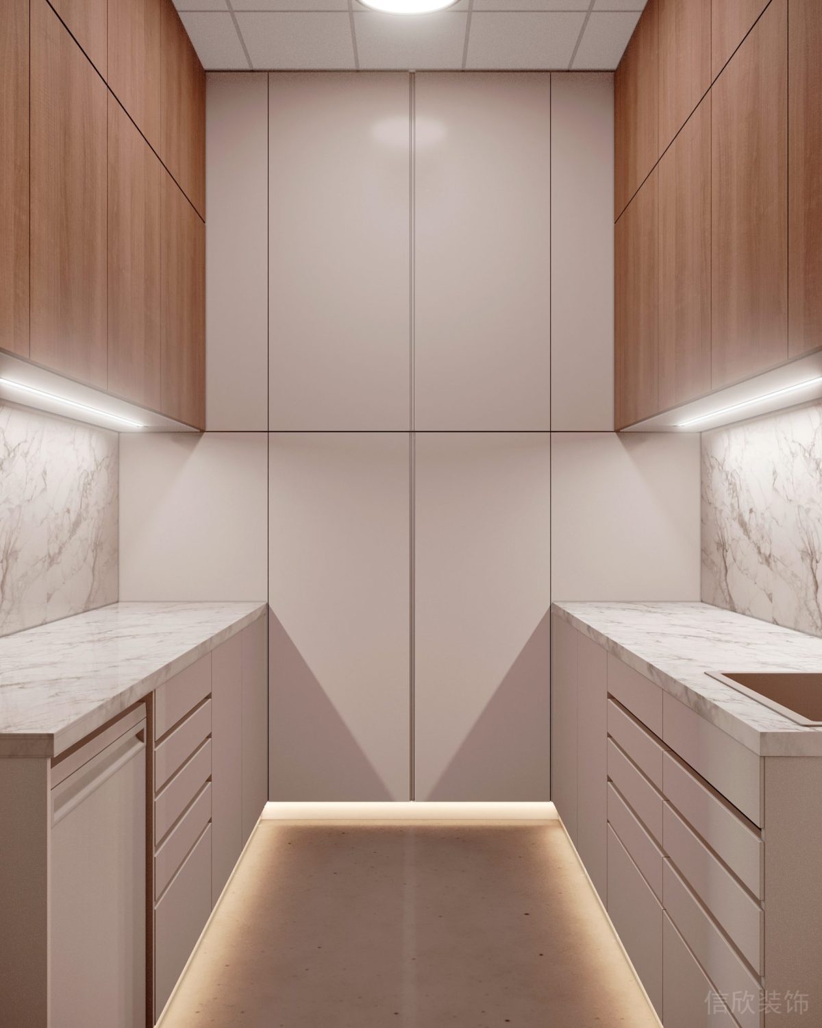 茶水間開放式空間實(shí)木大理石設(shè)計