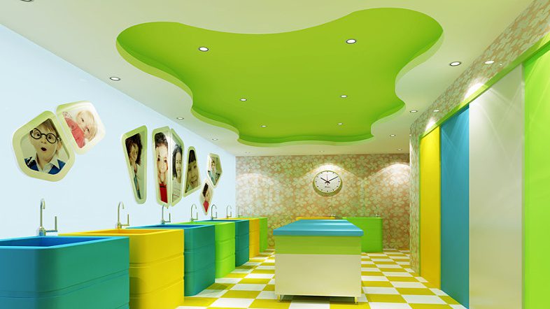 深圳市羅湖區(qū)思維英語培訓機構(gòu)彩色洗手間裝修設計