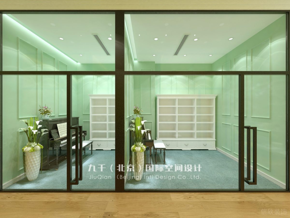 羅湖區(qū)文華大廈鋼琴教室音樂培訓(xùn)中心培訓(xùn)機(jī)構(gòu)走廊玻璃視角古典優(yōu)雅樂理教室裝修設(shè)計(jì)