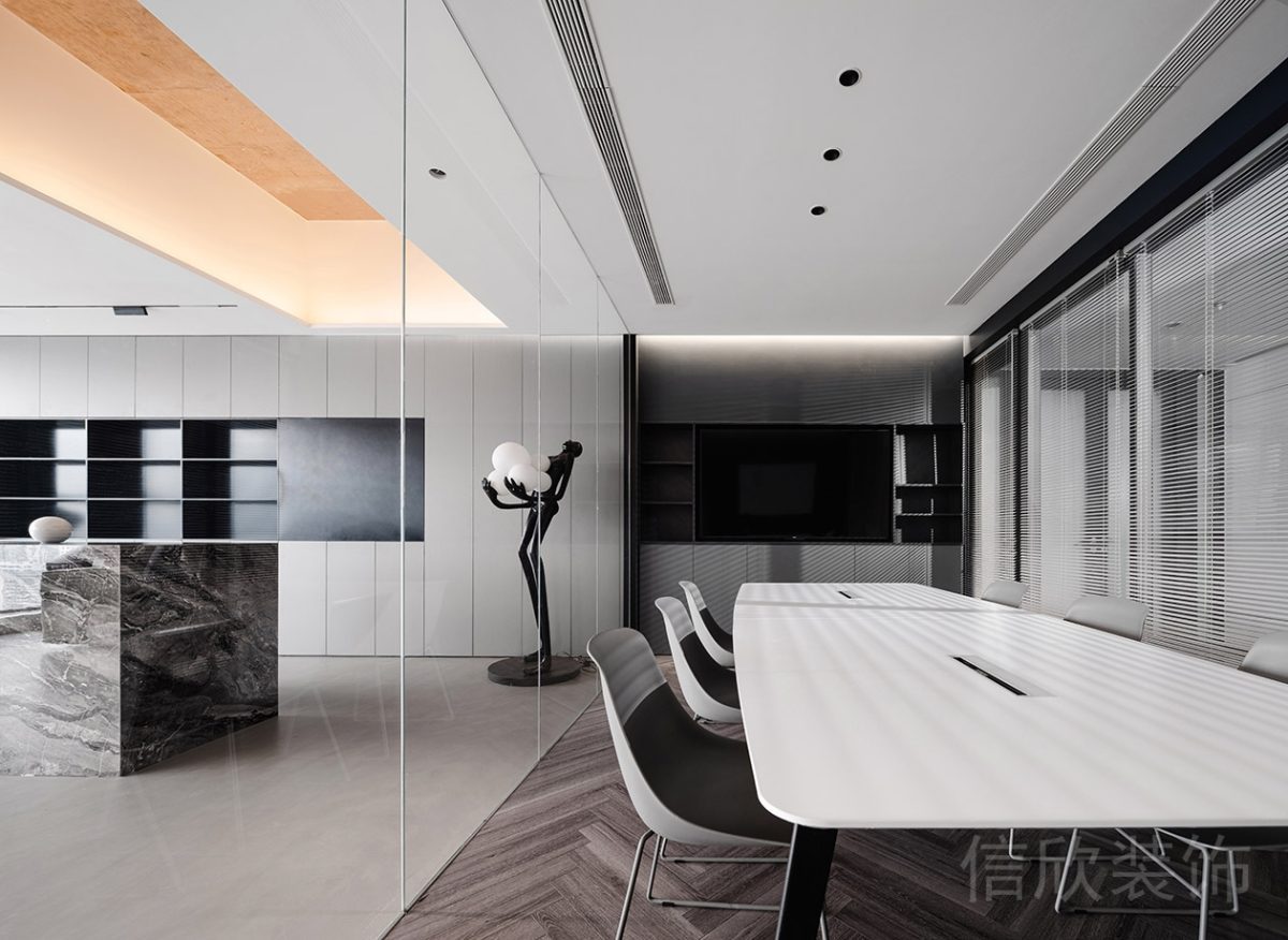 黑白灰現(xiàn)代風(fēng)格辦公空間會(huì)議室裝修設(shè)計(jì)