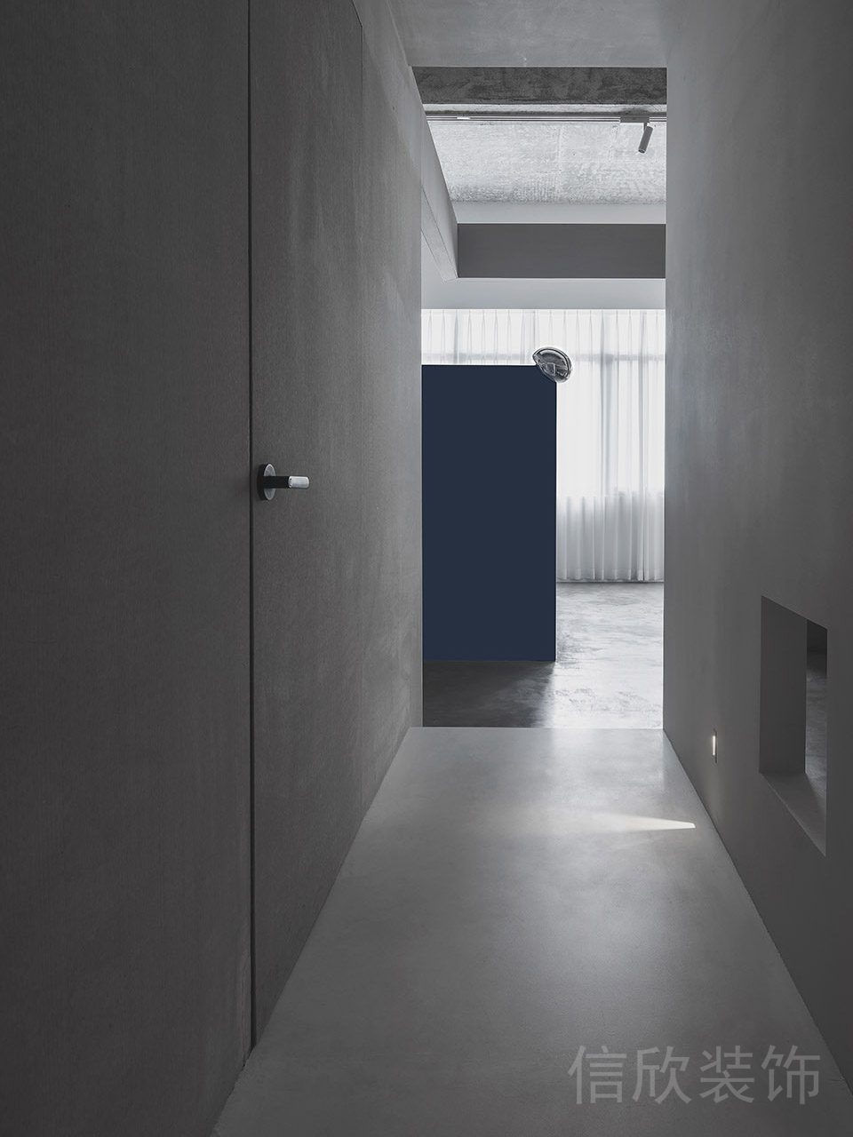 簡約北歐風(fēng)灰調(diào)辦公室過道設(shè)計(jì)