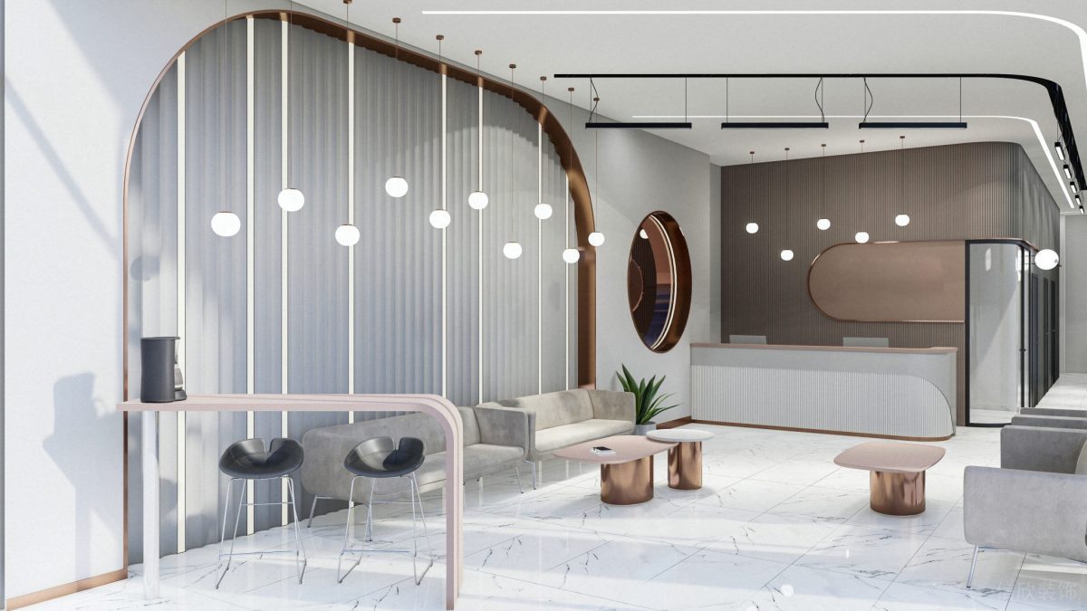 皮粉色年輕化現(xiàn)代牙科口腔裝修設計大廳