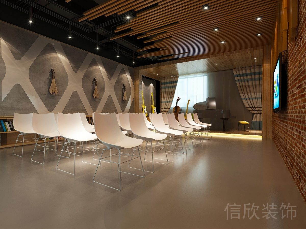 深圳羅湖布心米樂藝術(shù)教育培訓(xùn)中心音樂教室裝修紅磚墻面