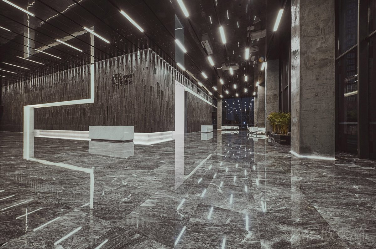 天花倒影簡(jiǎn)約風(fēng)辦公室前臺(tái)設(shè)計(jì)