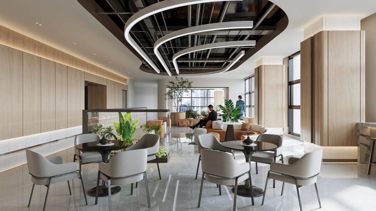 現(xiàn)代簡約風辦公接待區(qū)裝修設計 休息區(qū)四人位