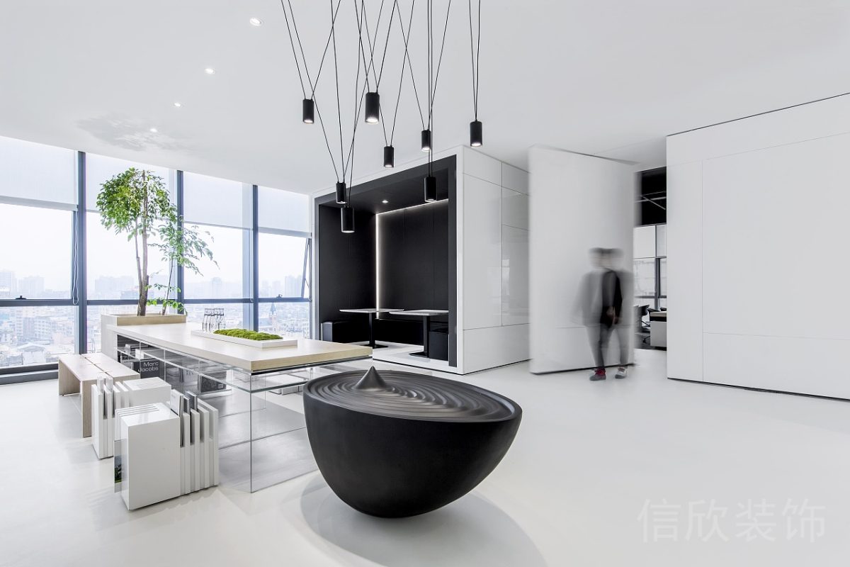 現(xiàn)代簡(jiǎn)約風(fēng)黑白色調(diào)方圓公共休息區(qū)域開(kāi)放空間設(shè)計(jì)