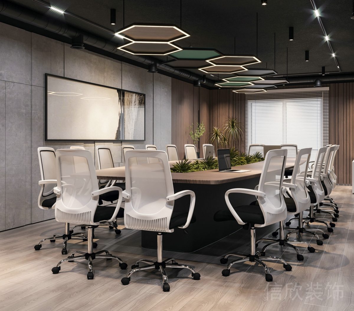 現(xiàn)代輕奢風(fēng)格辦公空間會議室裝修設(shè)計