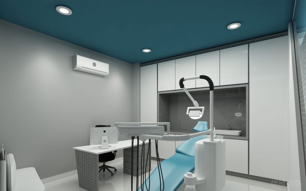 牙醫(yī)就診簡(jiǎn)約使用藍(lán)灰色撞色裝修設(shè)計(jì)