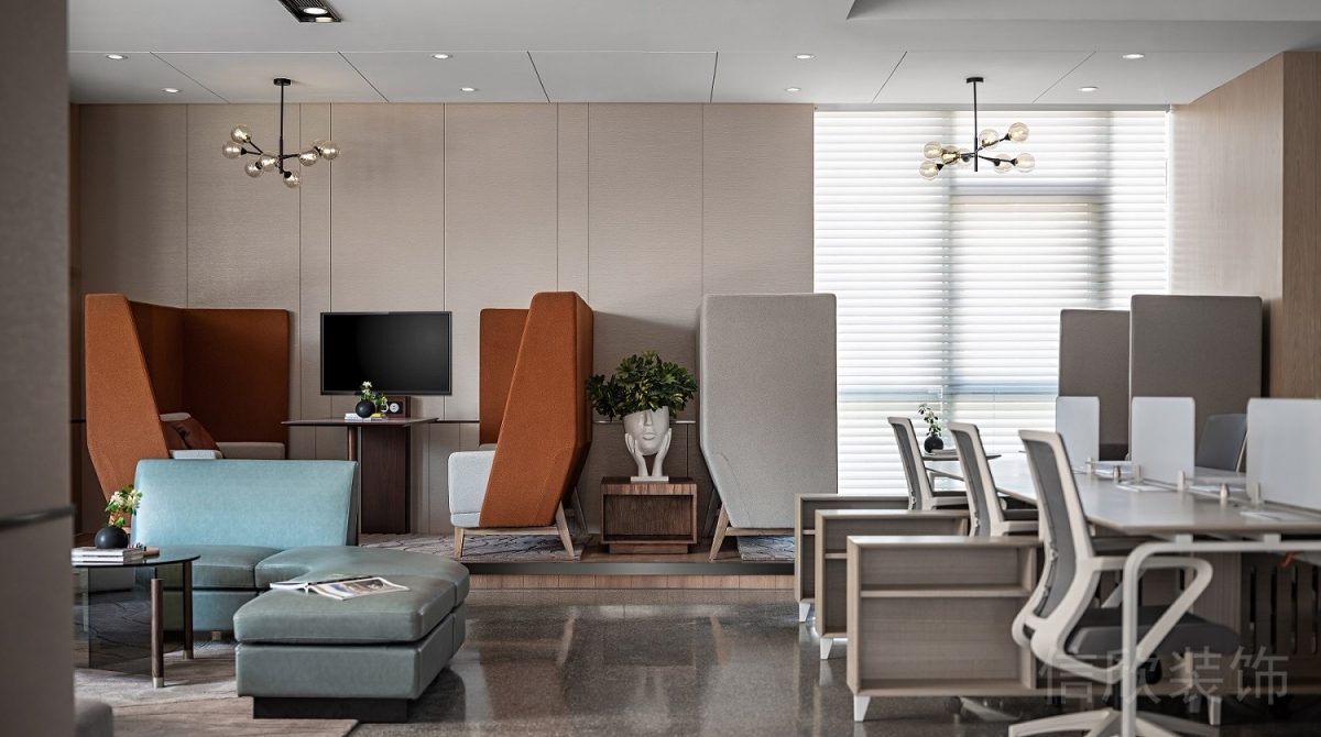 創(chuàng)意沙發(fā)隔斷空間辦公室洽談室區(qū)域簡約風裝修