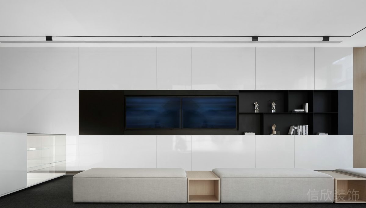 棉麻沙發(fā)墻柜一體設(shè)計(jì)時(shí)尚簡約辦公室