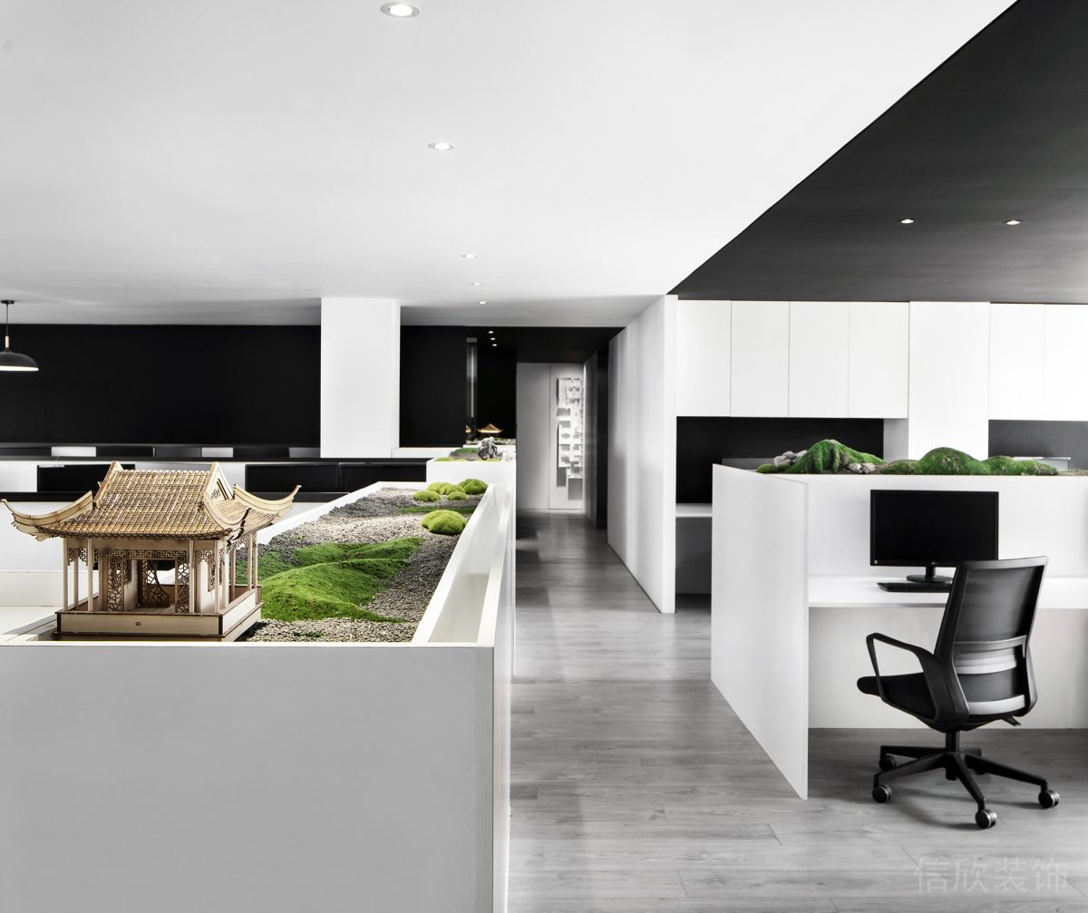 黑白色調(diào)簡約風(fēng)辦公室過道區(qū)域設(shè)計