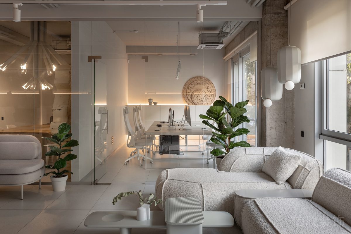 純白簡(jiǎn)約風(fēng)辦公空間休息區(qū)裝修設(shè)計(jì)