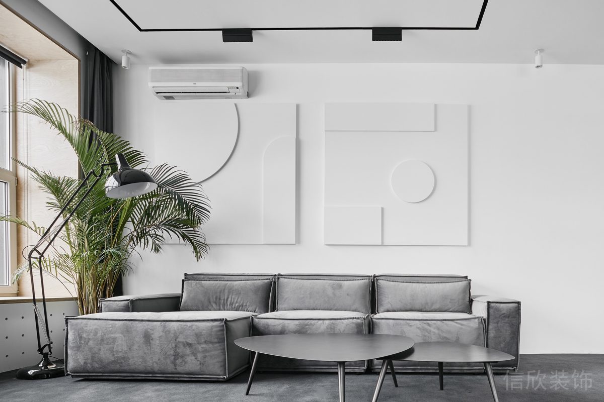 絨面布藝沙發(fā)自然簡約風(fēng)會(huì)客室辦公室裝修設(shè)計(jì)