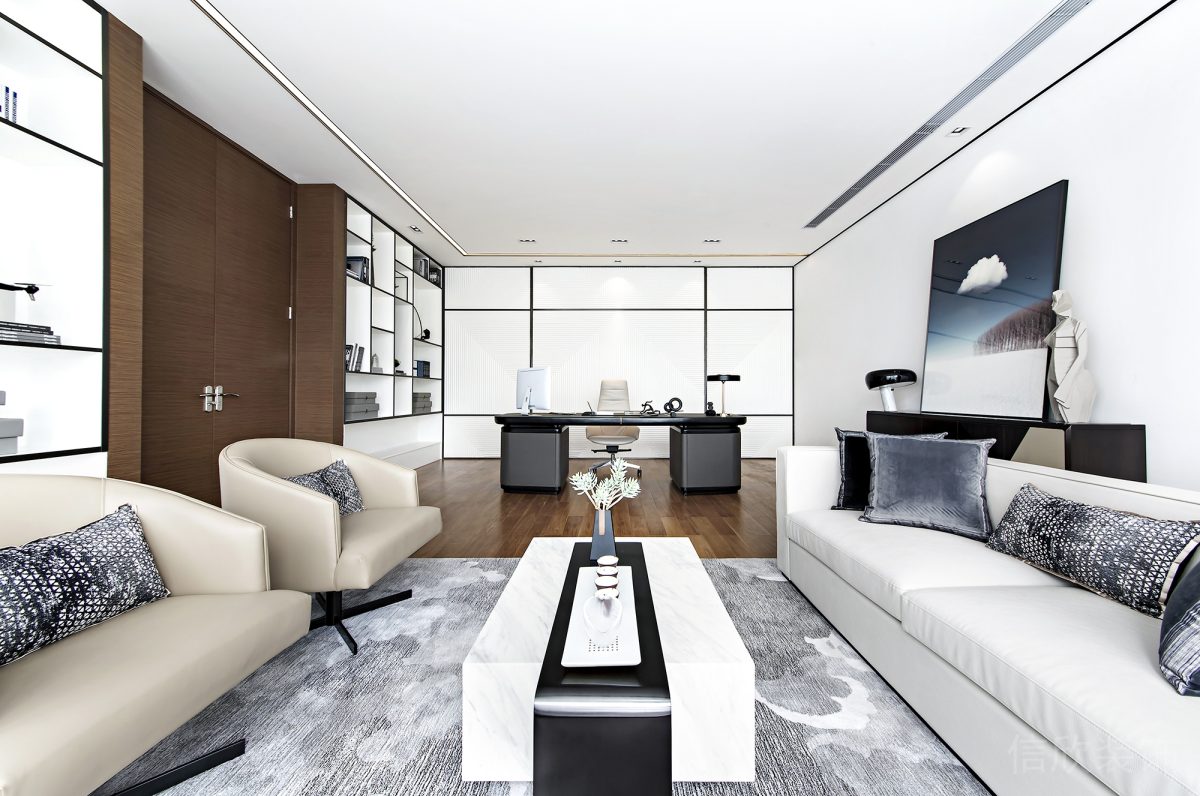 大理石創(chuàng)意皮革桌椅洽談室裝修設(shè)計(jì)辦公室