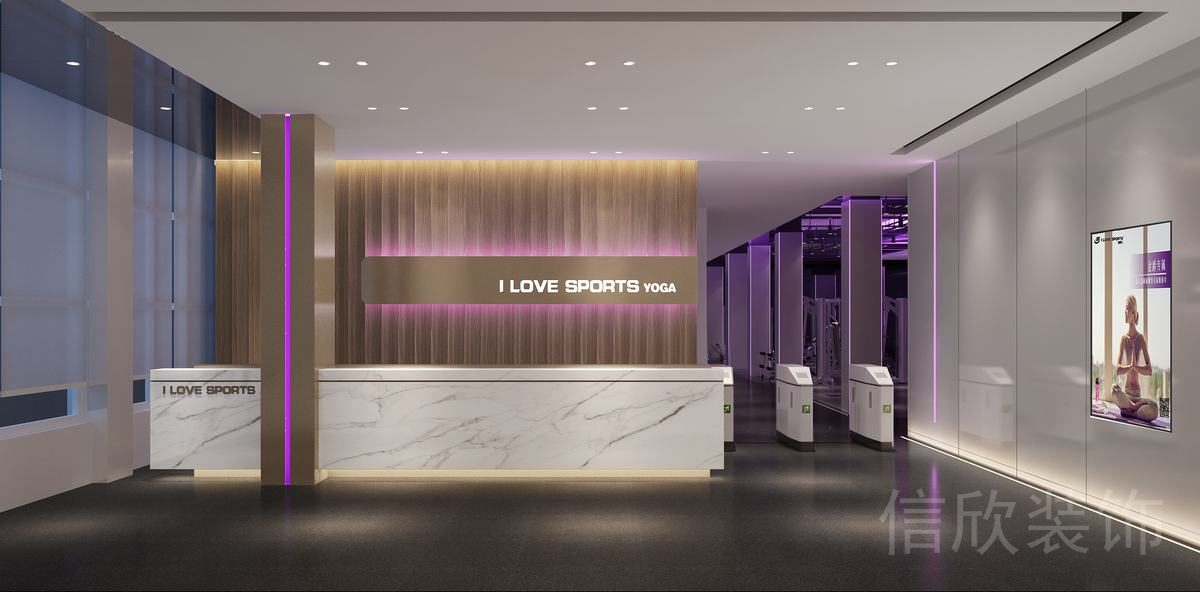 大理石搭配鎏金支柱健身房前臺(tái)設(shè)計(jì)圖
