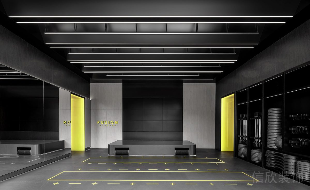 多人教室瑜伽健身房運動團課設(shè)計工業(yè)風(fēng)效果圖