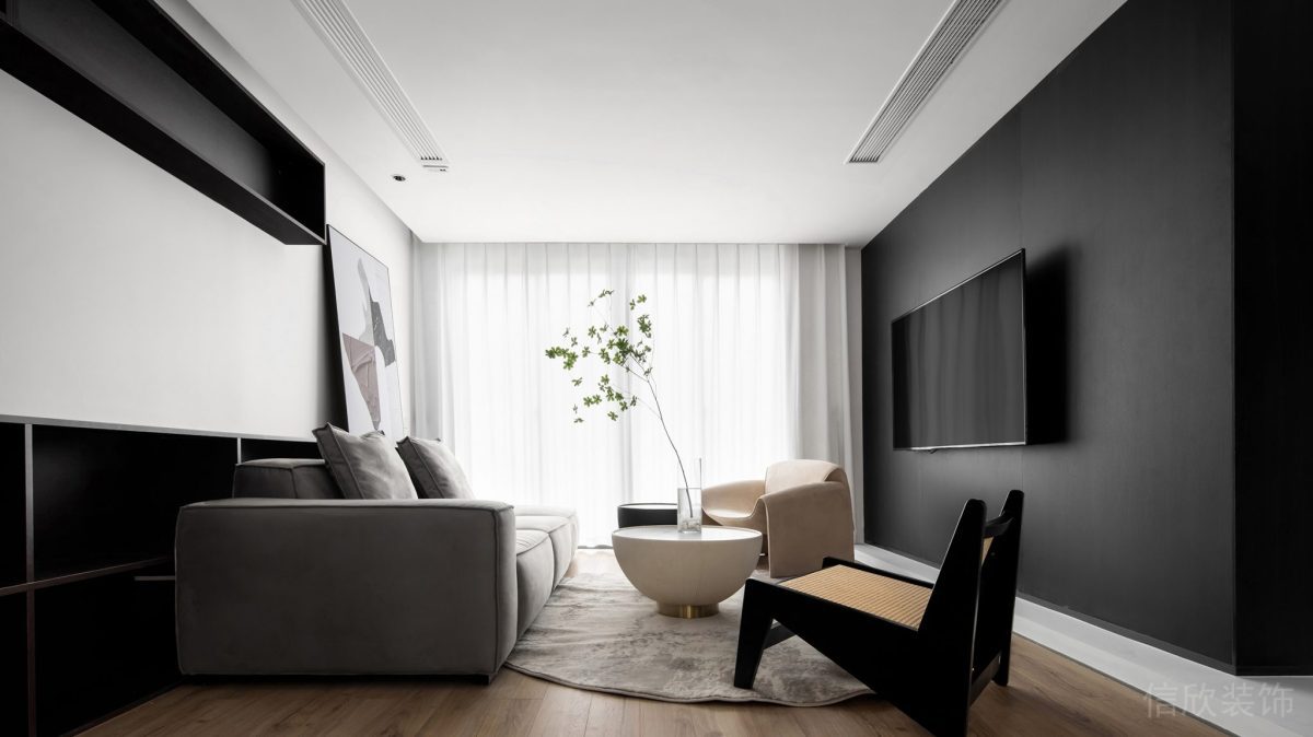 黑白極簡風(fēng)辦公空間會(huì)客區(qū)裝修設(shè)計(jì)