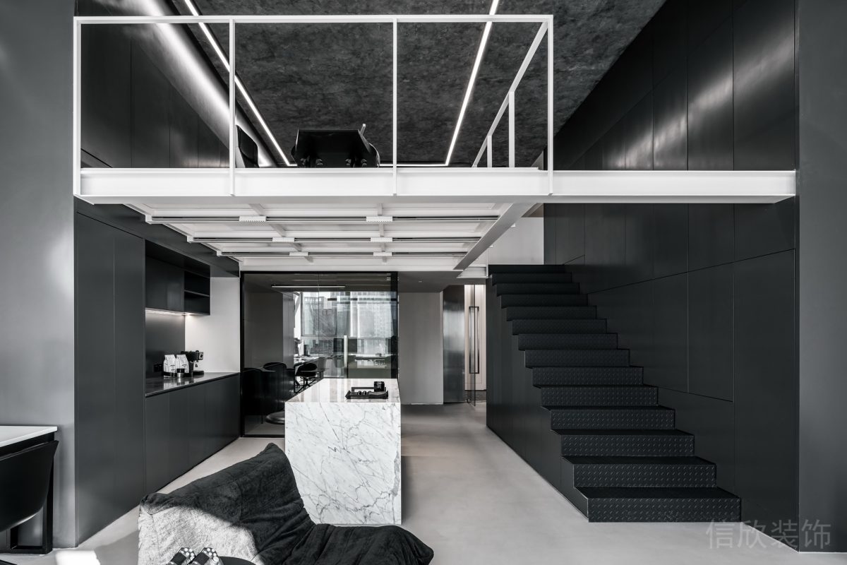 黑白極簡風(fēng)辦公空間樓梯裝修設(shè)計
