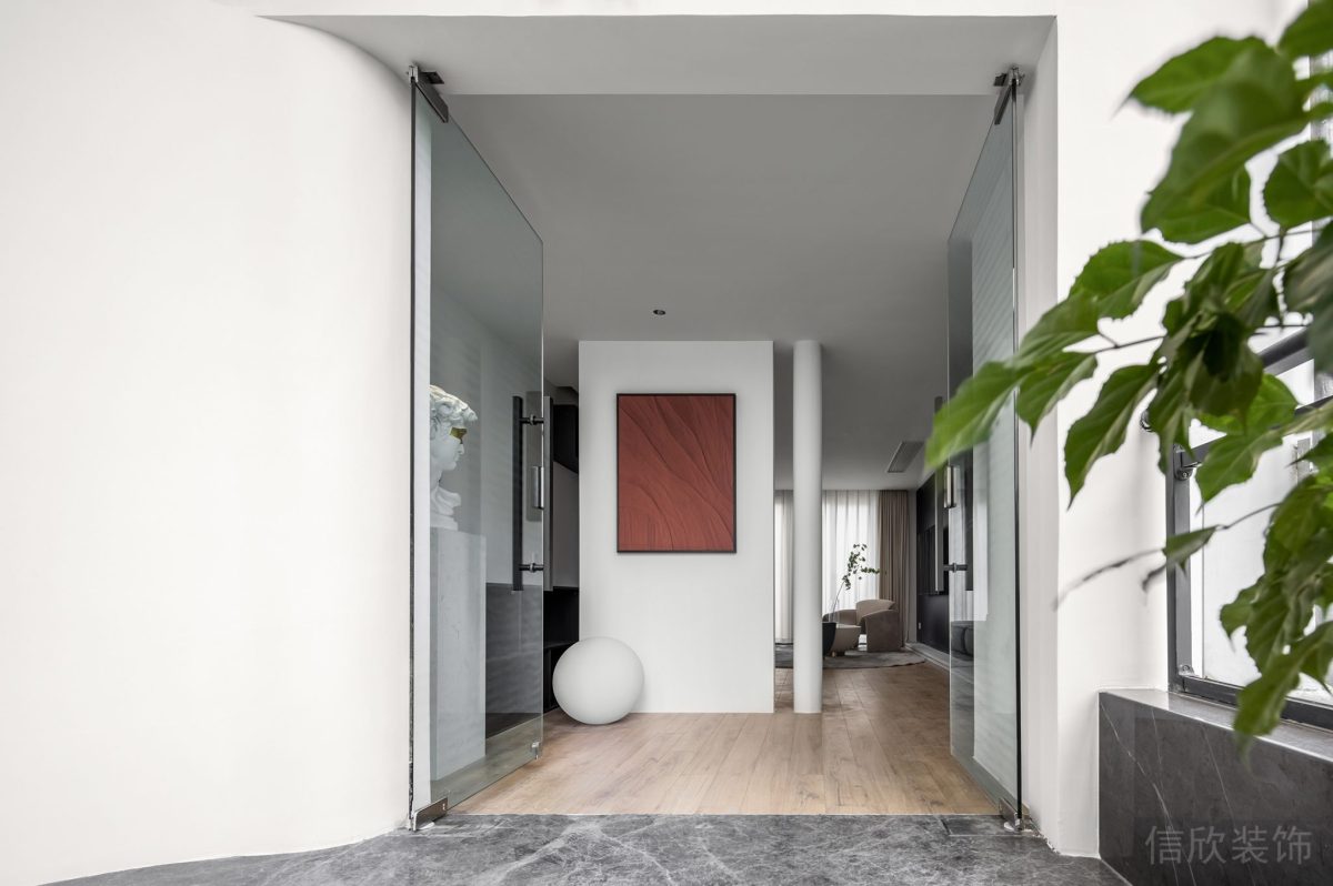 黑白極簡風(fēng)辦公空間入口裝修設(shè)計(jì)