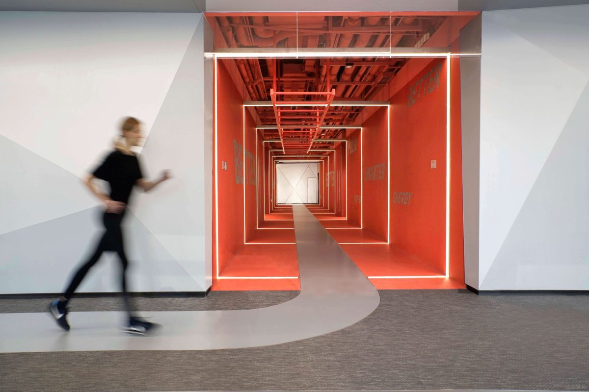 弧形過道裝修設(shè)計(jì)地板線條引導(dǎo)效果圖