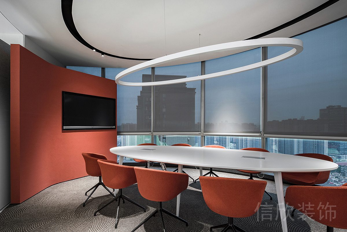 會議室裝修設(shè)計環(huán)形橙色辦公室