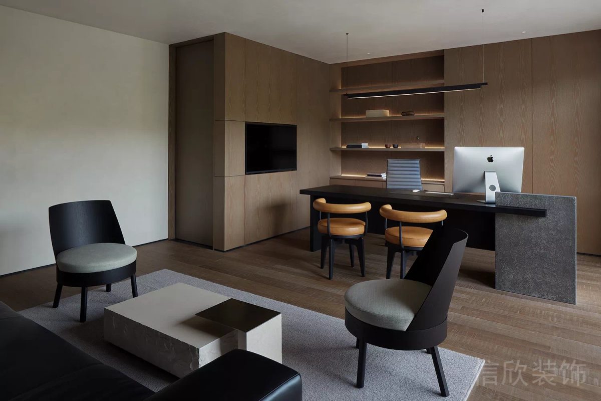 簡(jiǎn)約中式原木定制柜辦公室裝修設(shè)計(jì)