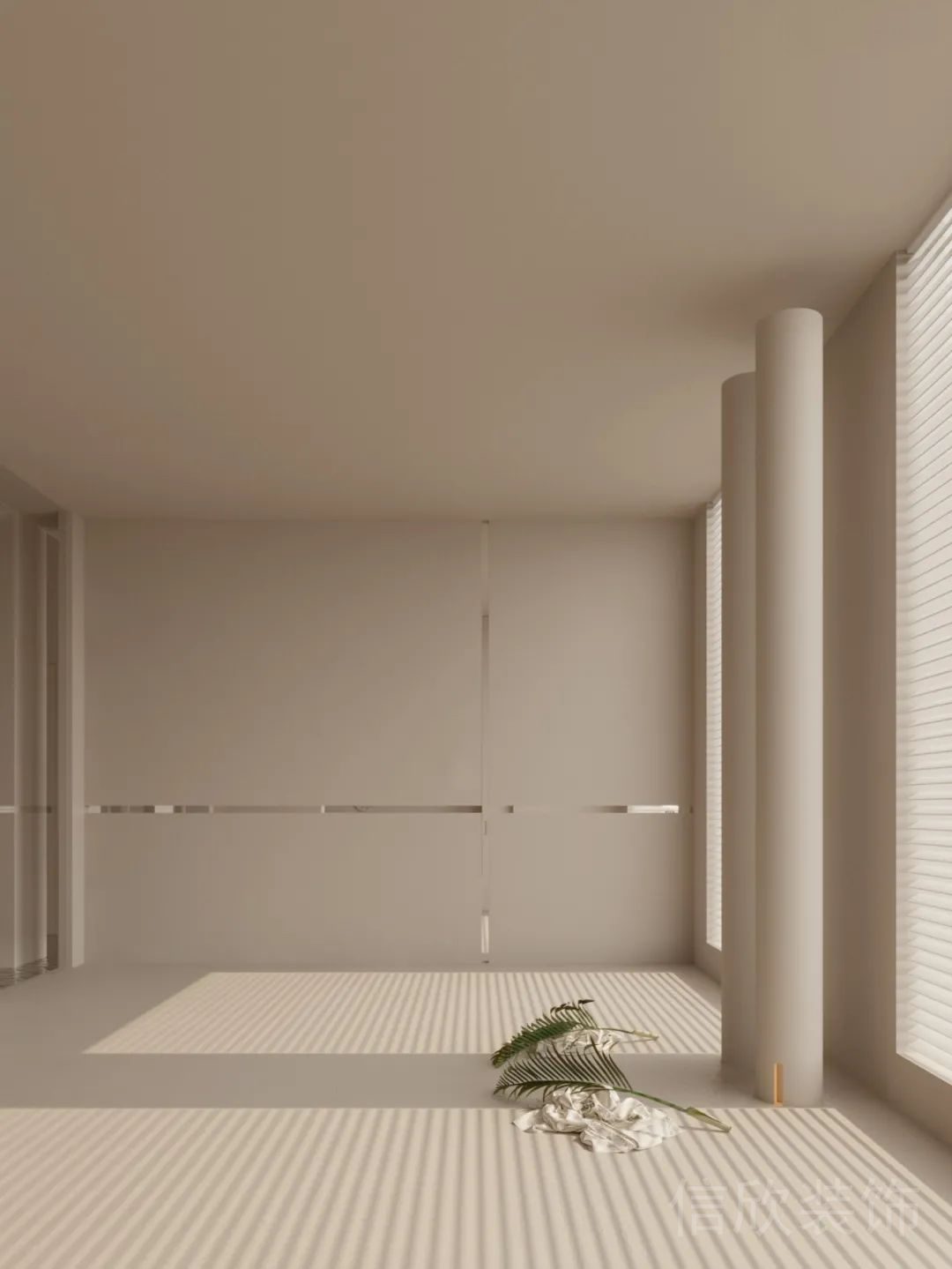 鏤空墻體十字形狀設(shè)計(jì)瑜伽教室墻柱裝修